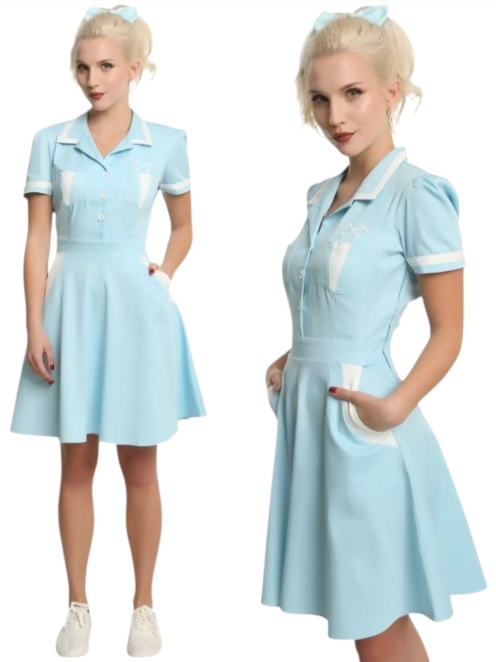 Twin Peaks Double R Diner Waitress Cosplay Dress Size S/M Halloween Retro Diner